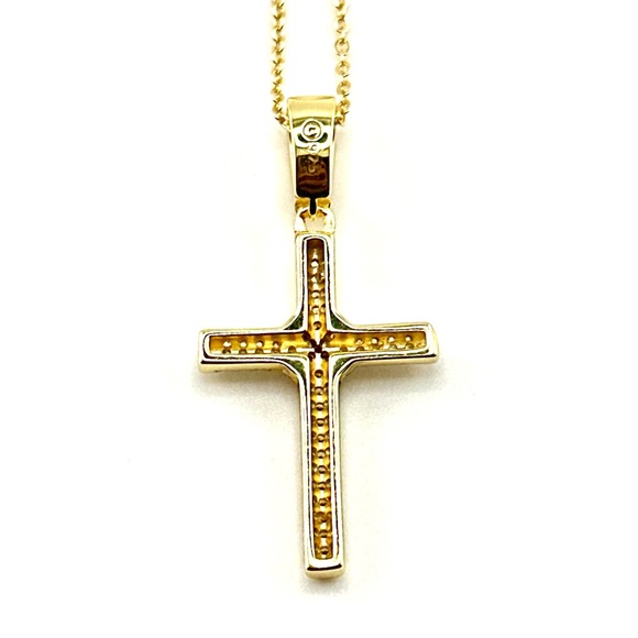 18K Gold Plated over 925 Sterling Silver Cross Necklace - Picture 5 of 9